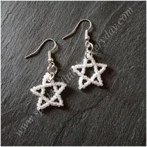Star earrings made from tiny white seed beads. Friendsa re like stars. You may not always see thembut you know they are always there.