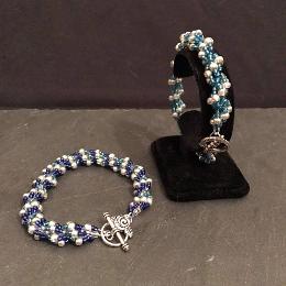 Spiral rope bracelets made with 4mm beads.
