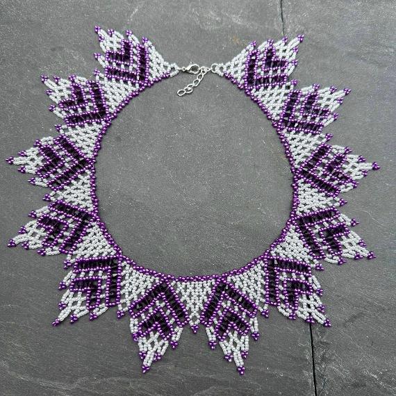 Seed bead netted necklace.