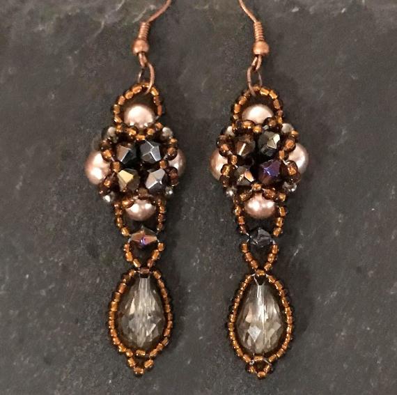 Hulton Abbey earrings made in shades of warm brown.
