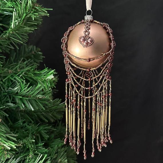 Brown and gold I Love Christmas bauble.