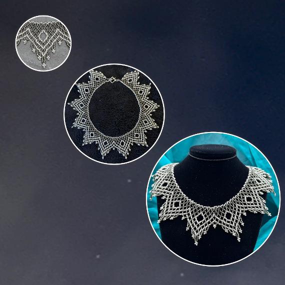 Seed bead netted necklace.