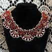 Red and gold crochet lace necklace
