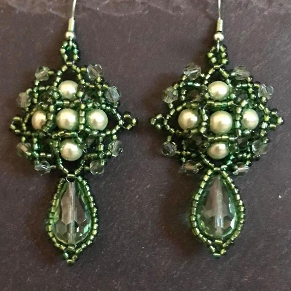Demeter earrings made in pearls and crystals to represent the harvest.