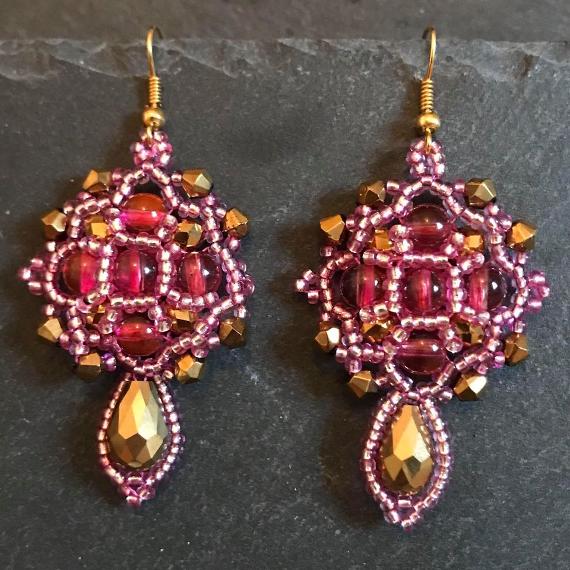 Fuchsia pink and gold demeter earrings.