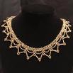 Photo of gold lace necklace on a black velvet stand that links to the Necklace Tutorials page.