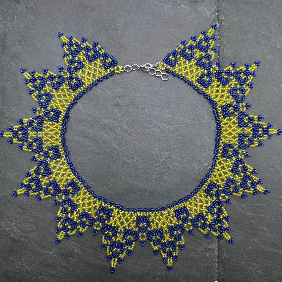 Seed bead netted necklace.