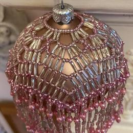 Lumiere bauble made from pink beads.