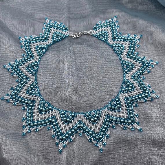 Seed bead netted necklace.