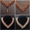 Four versions of the necklace. It can be made with or without any of the embellishment, and also with or without a drop at the front.