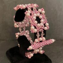Renaissance bracelet made from pink pearls and crystals.