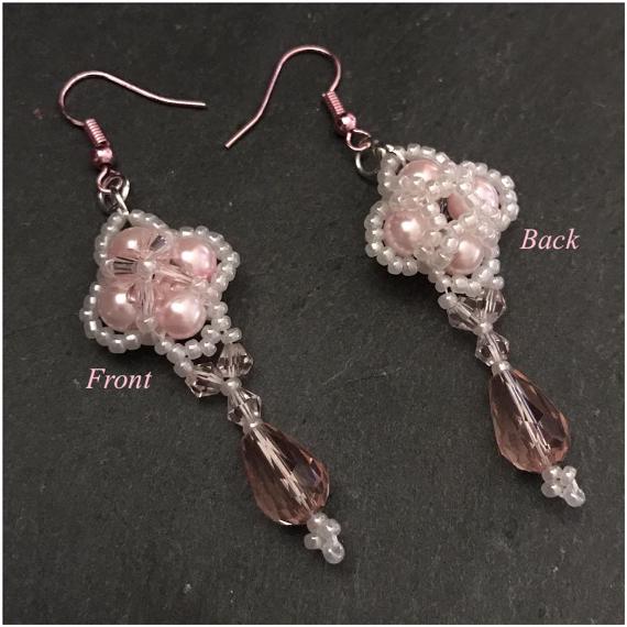 Pretty in Pink earrings showing the front and back views.