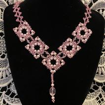 Renaissance necklace made from pink pearls and crystals.