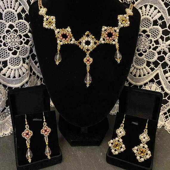 Tudor necklace and earrings.